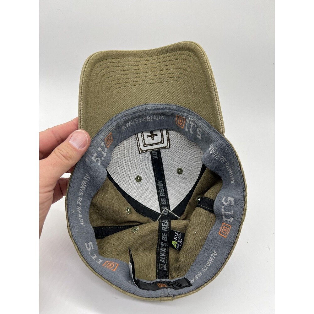 5.11 Tactical Hat Cap Fitted Mens Large Green Flex Twill Baseball Stretch - Picture 6 of 9